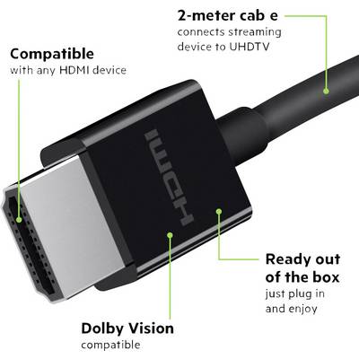 Belkin HDMI Cable HDMI-A plug, HDMI-A plug 2.00 m Black AV10175bt2M-BLK 4K UHD HDMI cable-5