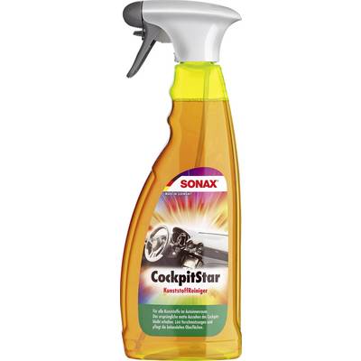'CockpitStar Plastic Cleaner' by Sonax, bottle with spray nozzle. Suitable for cleaning and caring for plastic surfaces in vehicles. Made in Germany.