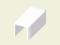 A white, rectangular 3D object with an open base and smooth edges against a light, solid-coloured background.