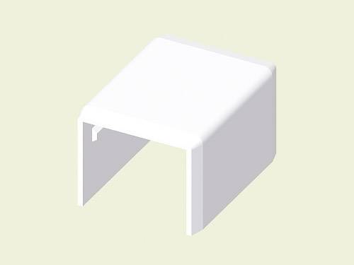 A simple, white, square plastic angle with rounded edges, displayed on a light beige background.
