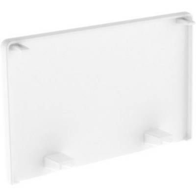 A white, rectangular plastic plate with rounded corners and three mounting clips on the underside.
