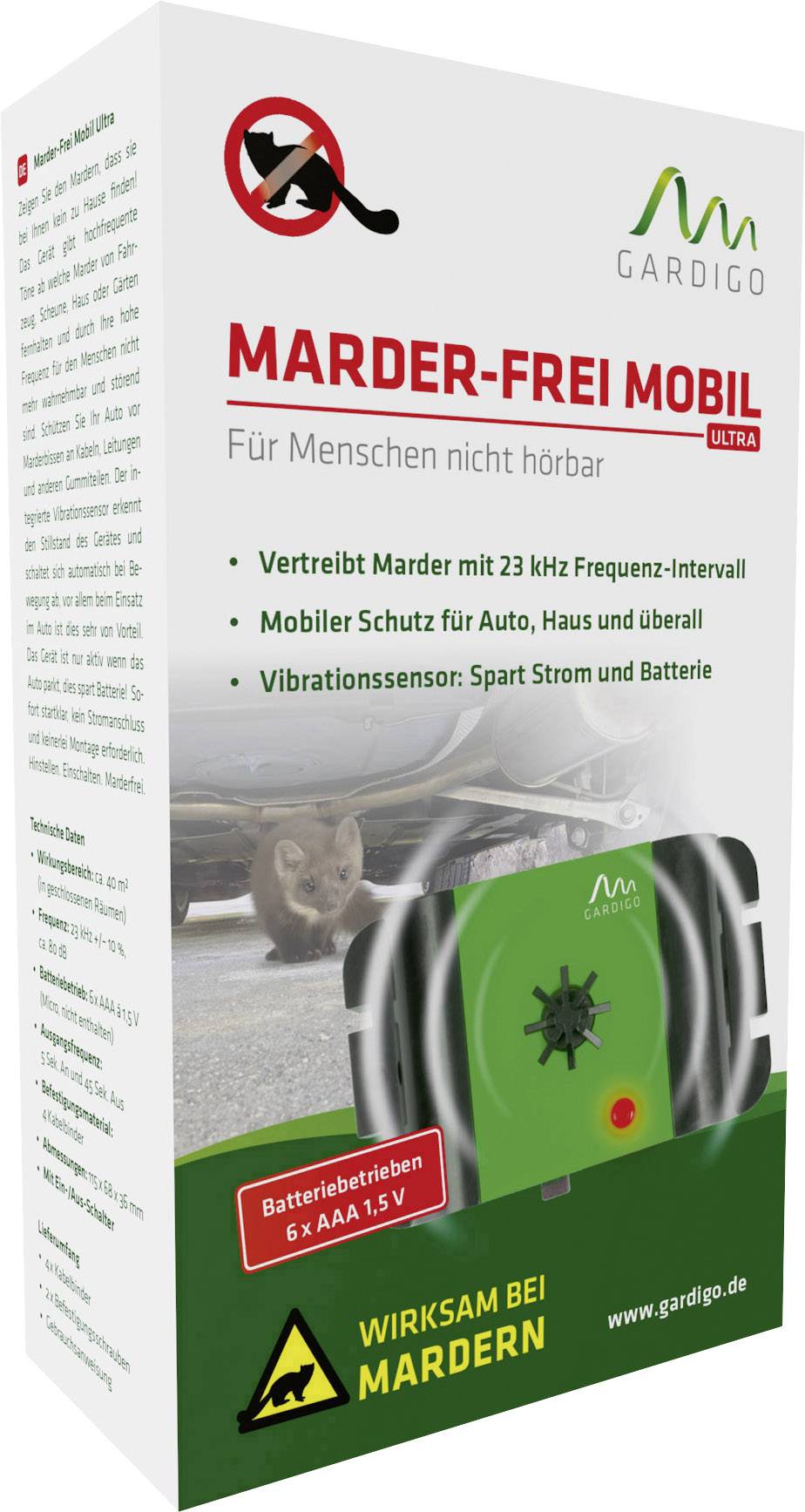 Gardigo Mobil Ultra Car animal repeller Working principle Ultrasound Operating range 40 m² 1 pc(s)-9