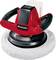 A red, cordless polishing device with two handles and a soft polishing pad, suitable for surface polishing.
