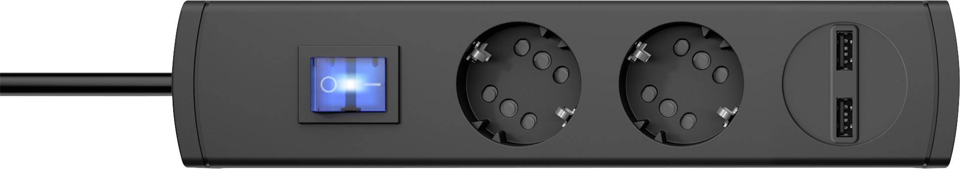 Kopp 234805000 Power strip (+ switch) 2x Anthracite PG connector 1 pc(s)