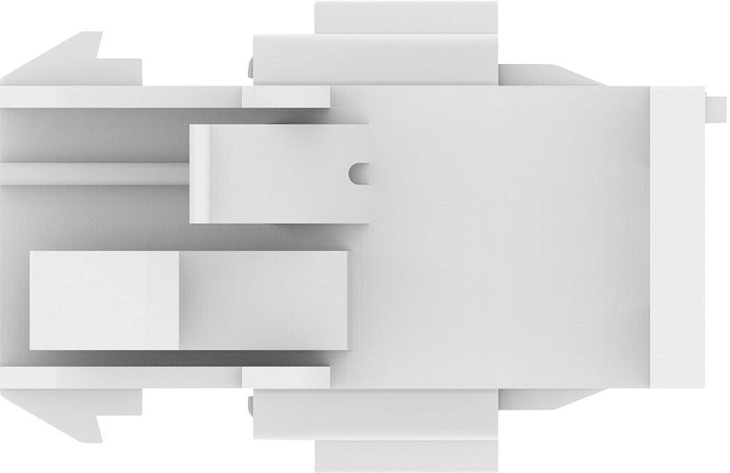 A white, abstract 3D model that looks like a complex mechanical component, viewed from above.