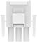 White, abstract figurative sculpture with rectangular and cylindrical forms, reminiscent of a stylised robot or machine.