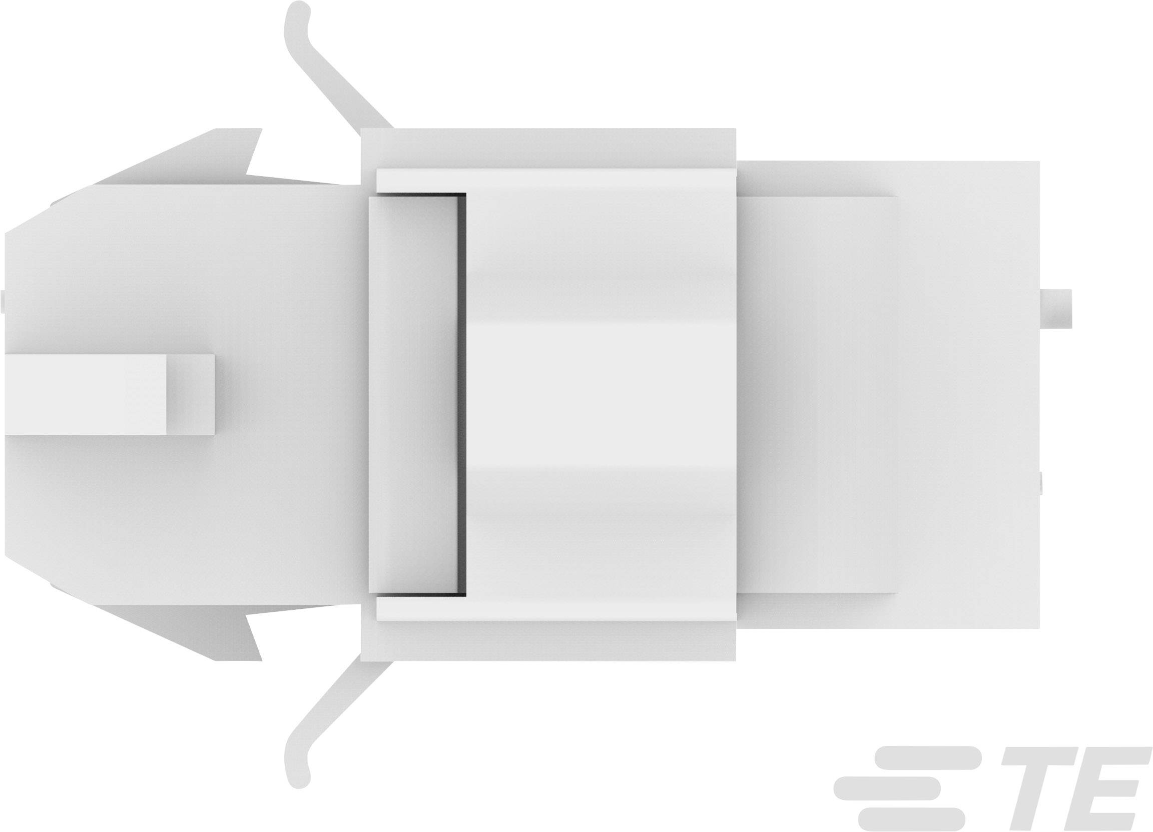 Top-down view of a mechanical component with a rectangular base and protruding elements. 'TE' logo visible in the corner.