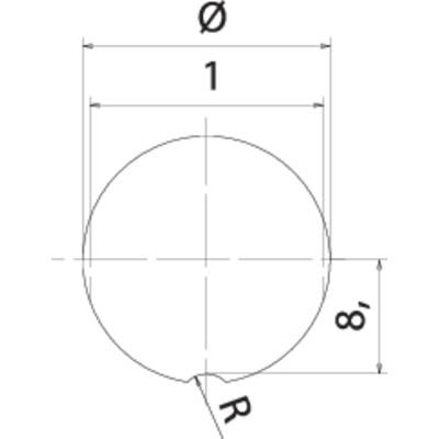 Technical drawing of a circle with diameter indication, markings, and an angle of 30 degrees.