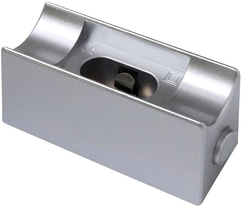 A simple, metal pencil sharpener with a blade in the centre, suitable for sharpening pencils.