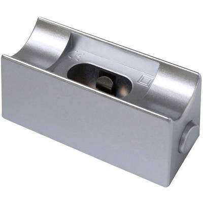 A simple, metal pencil sharpener with a blade in the centre, suitable for sharpening pencils.