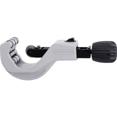 Metal pipe cutter with black handle, suitable for cutting pipes.