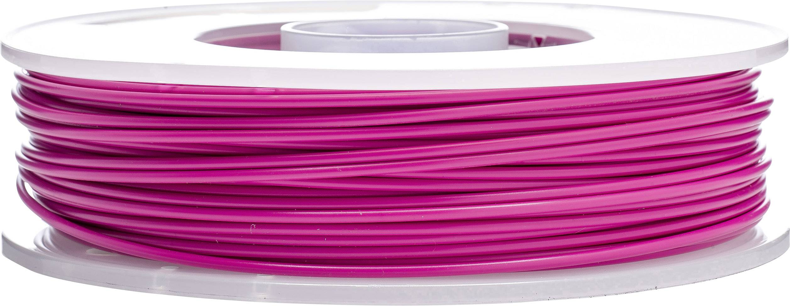 Roll of pink plastic filament for 3D printer.