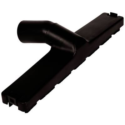 Black vacuum cleaner nozzle with a wide, flat shape, suitable for floor cleaning.