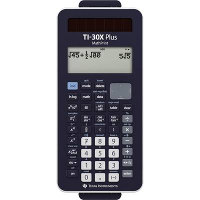 A scientific calculator by Texas Instruments, model TI-30X Plus MathPrint, with solar cells and keypad.