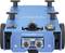 A blue, rectangular robot called 'TI-Innovator Rover' with sensors and wheels underneath, is used for educational purposes.
