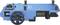 A blue robot with two wheels, multiple slots and sensors on the front, likely for technical applications.