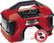 A red Einhell Pressito compressor with a digital display. Suitable for inflating tyres and sports equipment.