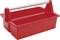Red plastic container with a white handle, suitable for storing or transporting small items or tools.