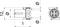 Technical drawing of a mechanical component with frontal and side views. Displays detailed component and dimensions.