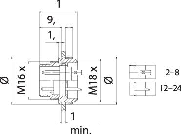 Technical drawing of an M16 thread with detailed dimensions and cross-sections.