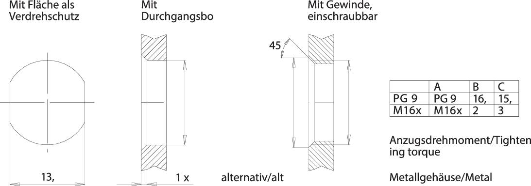 Technical Drawing: Contains three views of a mechanical part with dimensions. Table on the right shows material and tolerances.