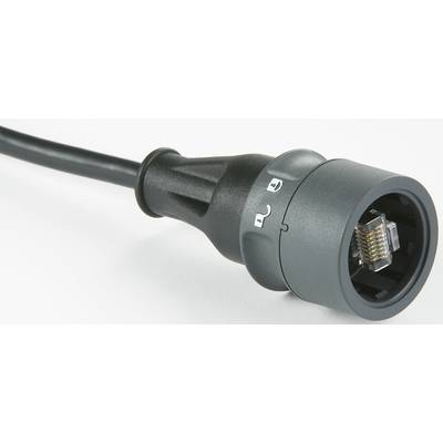 Bulgin PXP6037/5M00 RJ45 Network cable, patch cable CAT 5e S/FTP 5.00 m Black Shielded, PUR coating, Waterproof 1 pc(s)
