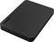 Black, rectangular Toshiba external hard drive.