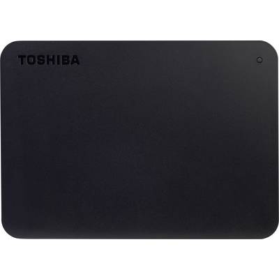 Toshiba external hard drive in black.