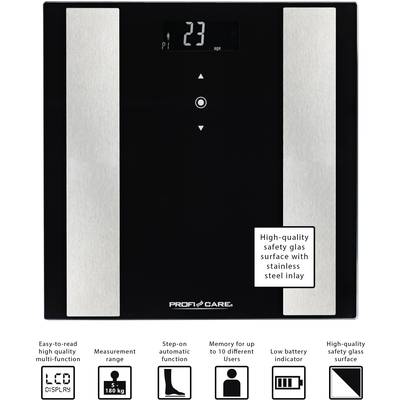 Profi-Care PC-PW 3007 FA Smart bathroom scales Weight range=180 kg Black-4