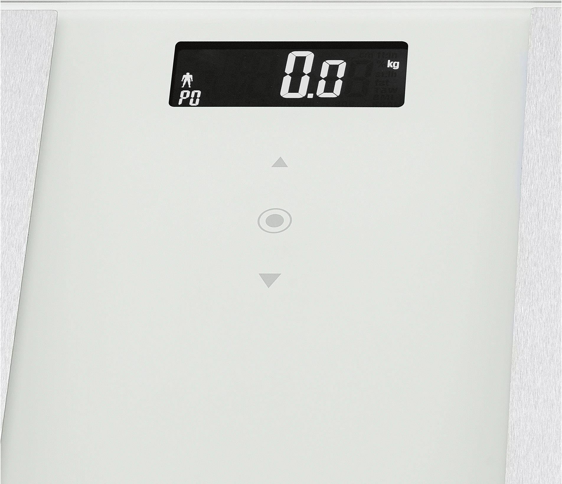 A digital scales displays '0.0 kg' with a symbol of a person on a screen.