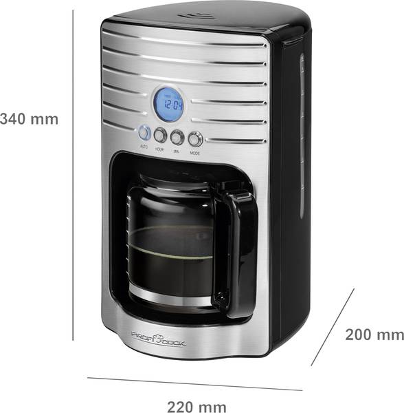 Profi Cook PCKA 1120 Coffee maker Stainless steel, Black Cup volume=15