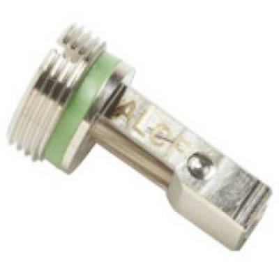 A silver metal part with a green seal and the inscription 'ALGE' on the side.