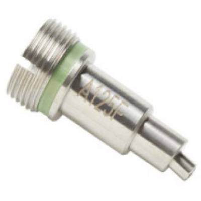 Metallic, cylindrical component with a green ring, likely a sensor or valve, with 'A12F' engraved on its surface.