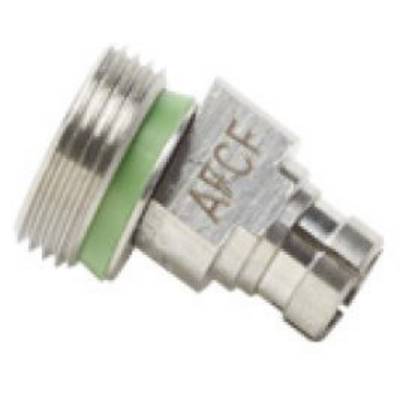 A metal valve with a green sealing ring and the engraving 'AFCE'.
