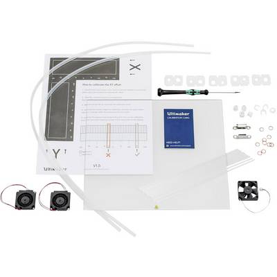 3D Printer Calibration Kit: Comprising instruction manual, calibration card, screwdriver, fan, tubing and mounting hardware.