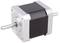 Stepper motor with silver housing and two protruding shafts. Used for precise control in machinery and robotics.