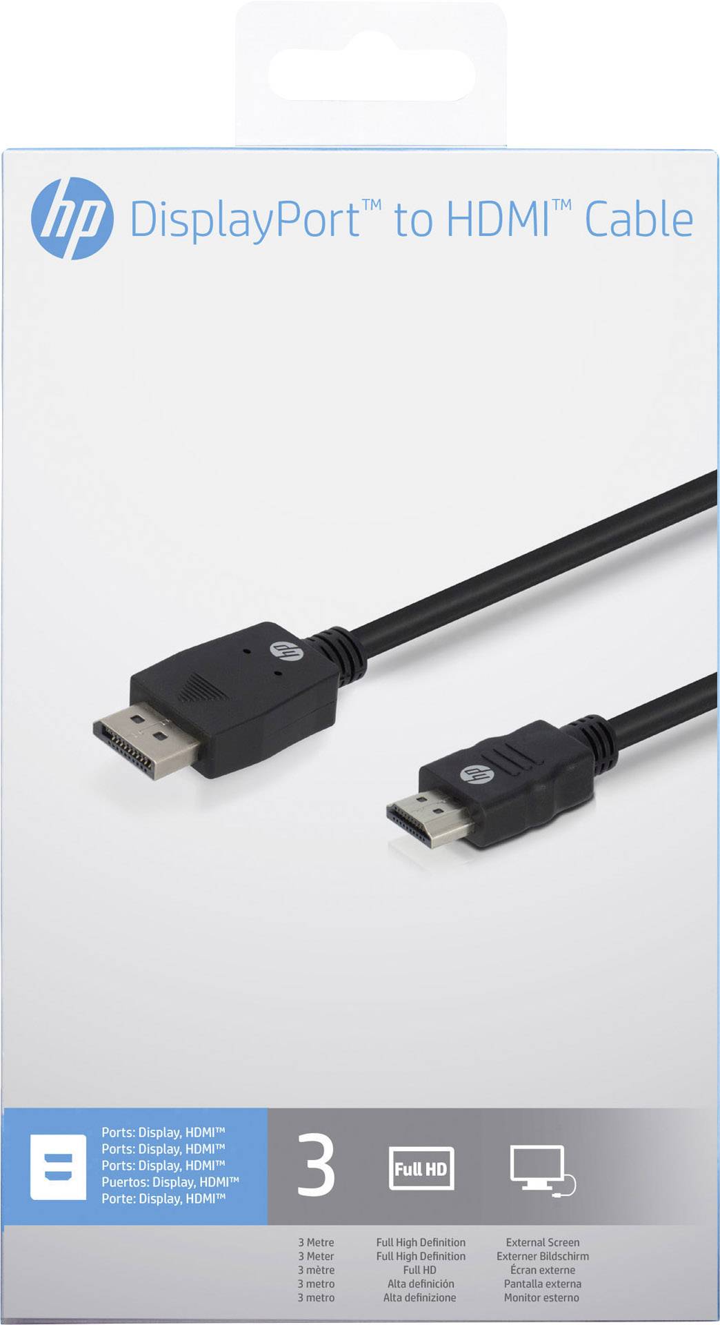 HP HDMI Cable 3.00 m Black [1x DisplayPort plug 1x HDMI plug]