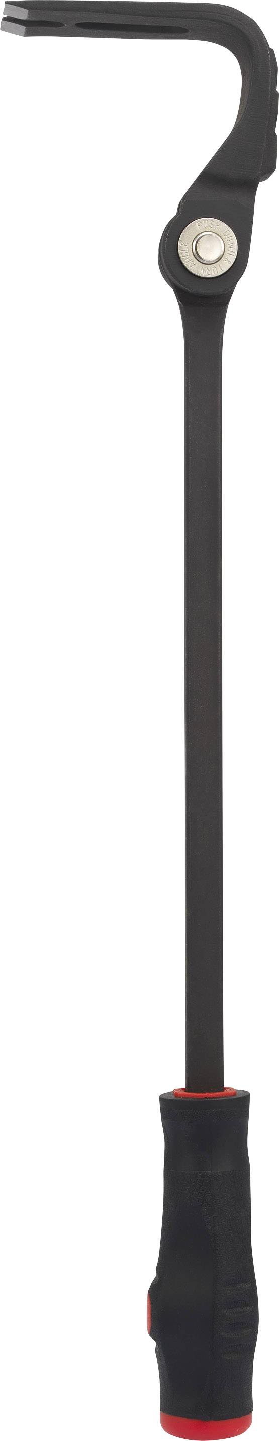 A long, black lever tool with a red handle, used to increase leverage when loosening stubborn parts.