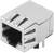 Metal RJ45 Ethernet socket, square in shape, with four contact pins on the underside.