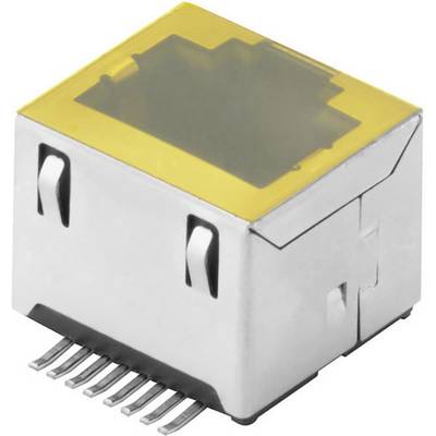 A single, rectangular Ethernet port in silver with a yellow cover.