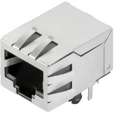 Silver RJ45 network socket shows the front face with connection port.