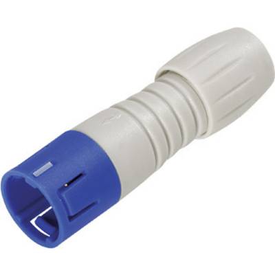 A cylindrical adaptor in blue and grey, likely an electrical connector or cable attachment.