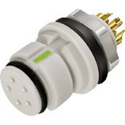 A multi-pole, circular connector with gold-plated contacts and a black O-ring, suitable for electronic connections.