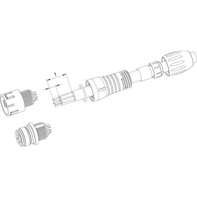 Exploded view diagram of a connector with removable parts. Shows the internal structure and connection elements.