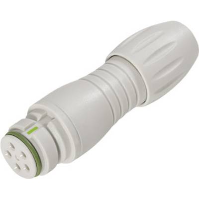 A grey, waterproof connector with multiple connection points and a ribbed grip, commonly used in electrical applications.