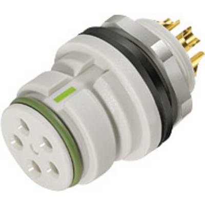 A circular, multi-pin connector with a plastic housing and gold-plated contacts, suitable for industrial applications.