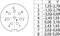 Technical drawing of a circular component with coordinate list. Points are numbered with X,Y coordinates: 1 (1.35; 2.7) to 8 (0.0; 0.0).