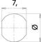Technical drawing of a circle with diameter indication 'd', crosshair marking and dimensional symbol top right.