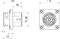 Technical drawing of a connector with dimensions in millimetres. Left view shows side profile, right view shows front view of the plug.
