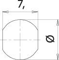 A technical drawing shows a circle at right angles with dimensioning and lines. A symbol and measurement notation are located in the top right corner.